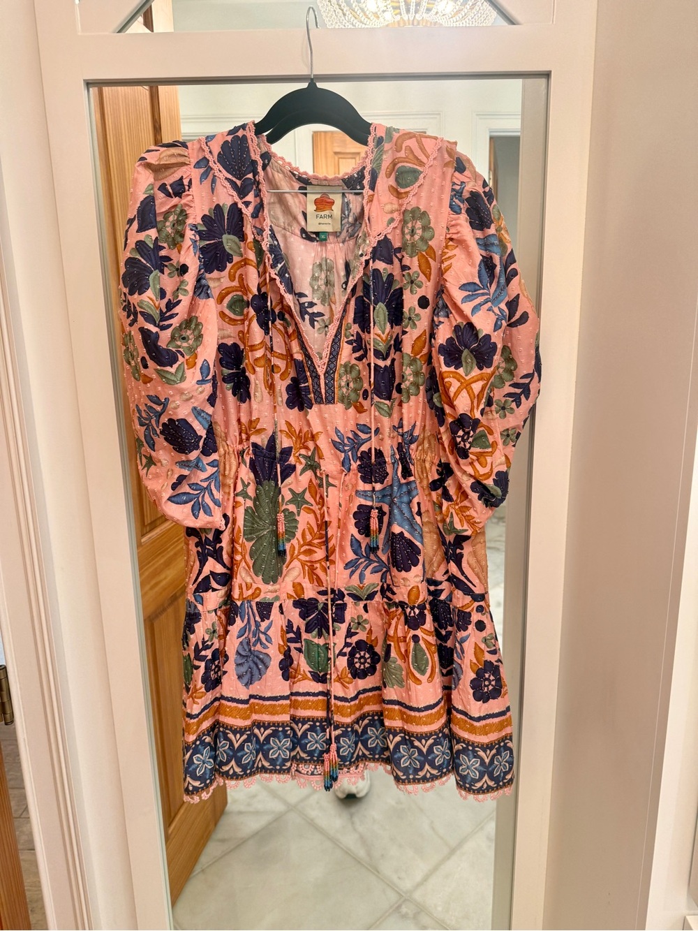 FARM Rio Pink Floral Puff-Sleeve Mini Dress - Picture 4 of 5